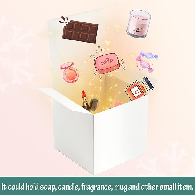 ValBox 3x3x3 White Cube Gift Boxes - 50pcs Recycled Paper Boxes with Lids for Gifts, Crafting, Cupcake & Party Favors