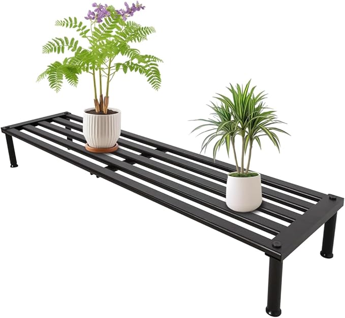 Metal Plant Stand, Rust-proof Aluminum Display Rack, Plants Display Stands Decoration Racks for Living Room Garden Balcony Patio (Ebony, 42.5Inch Low Leg)