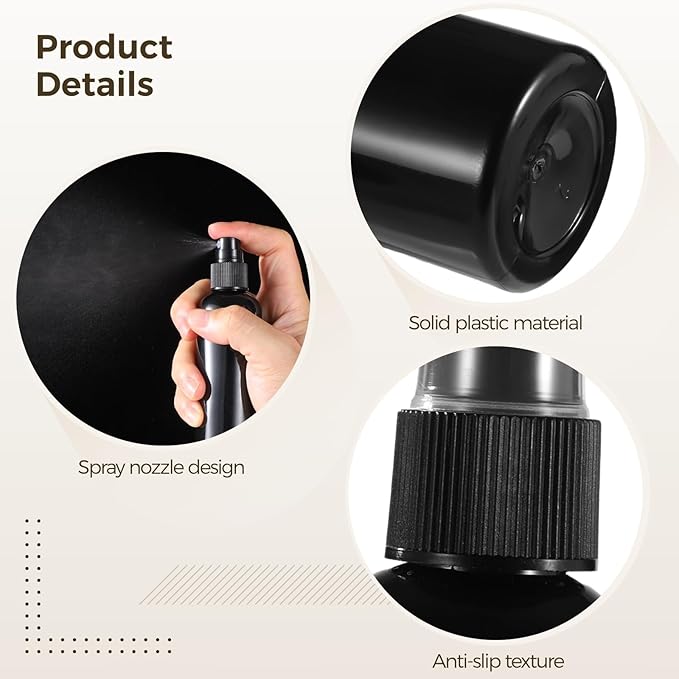 48 Pcs 4 oz Plastic Spray Bottles - 120 ML Travel Size, Fine Mist Sprayers, Ideal for Perfumes, Cosmetics, Cleaning Solutions, and More, Black