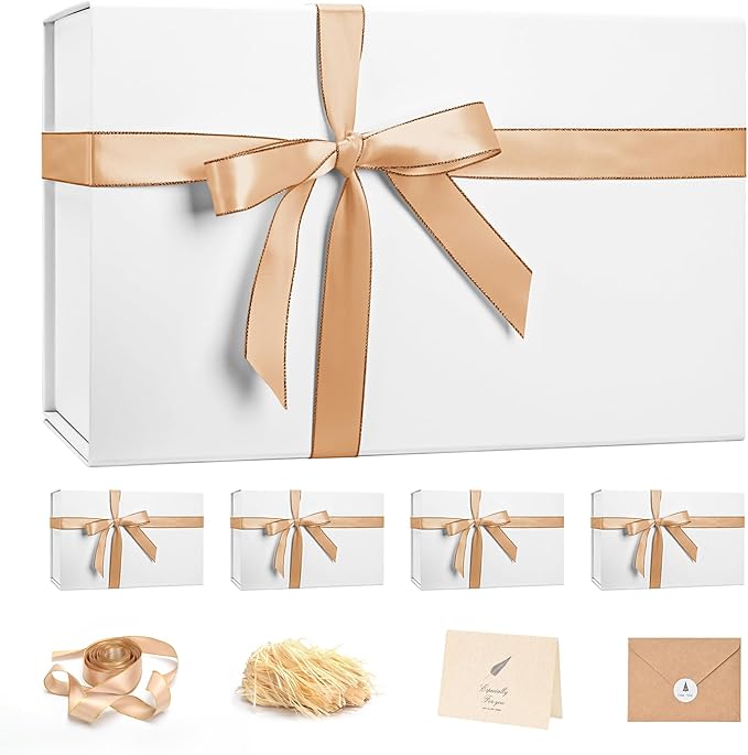LIFELUM Large Gift Box 14"x8.5"x4.5" Christmas Gift Boxes with Lids for Presents for Anniversary Wedding Proposal Birthday Gift boxes with Shredded Filler Card Ribbon