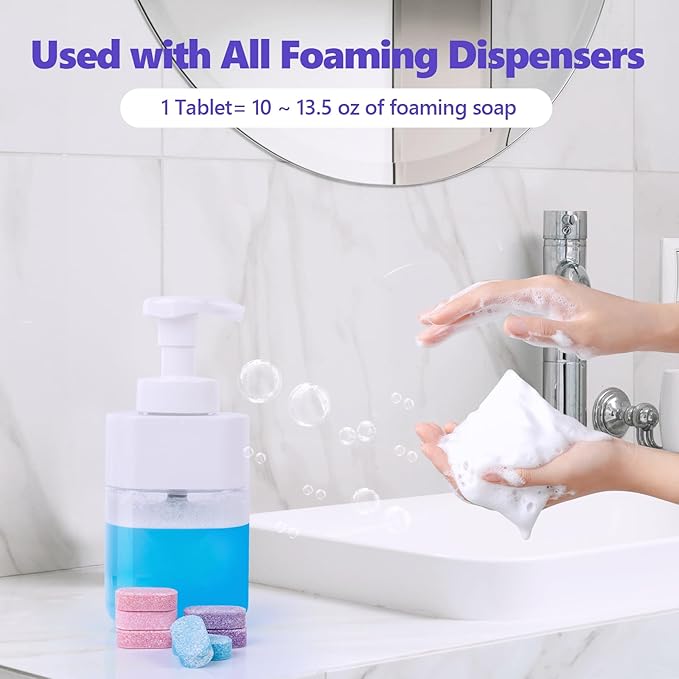 USKICH 48 Pack Foaming Hand Soap Tablet - Eco Friendly Cleaning Products,Variety Scents Refills Soap Tablets (48x8 Fl oz bottles)