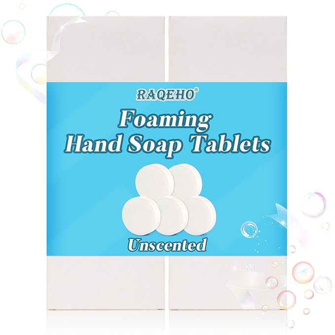 20 Foaming Hand Soap Tablets - Faster Dissolving Foam Soap Refills Unscented Fragrance Free Hand Wash Tablets Refill Portable Hand Soap Refill (Makes 20 x 8 fl oz) for Kitchen Home Hotel