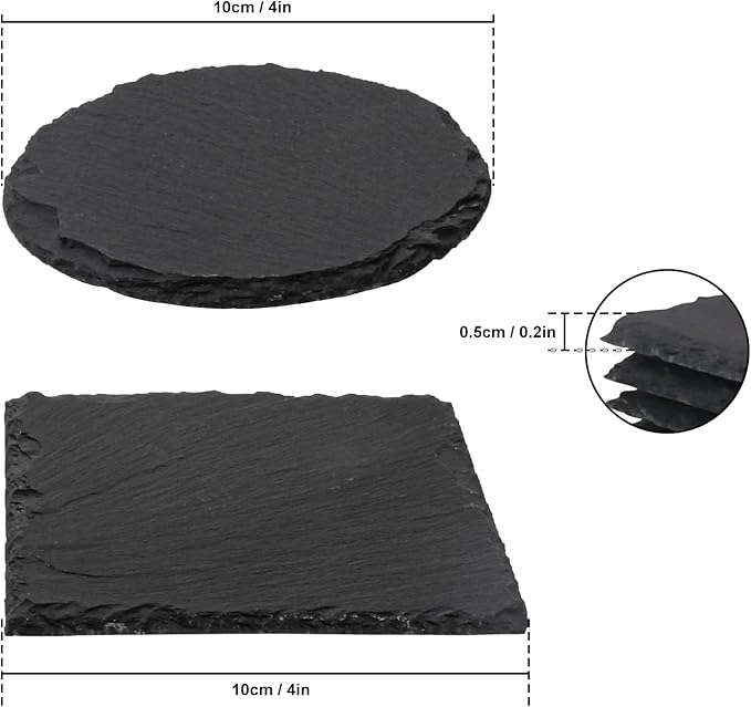 30 Pack 4 Inch Slate Coasters,Black Stone Coasters with Anti-Scratch Bottom, Ideal for Home Decor, Bar, Housewarming Gifts, and Laser Engraving KUKLIPJIM