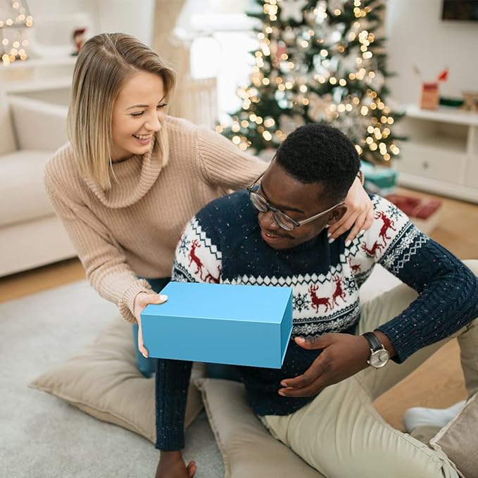 Blue Gift Box 12" x 6" x 4" with Magnetic Closure Lid Gifts Boxe for Presents,Bridesmaid Gifts Boxes,Cute Box,Birthday Gift Boxe,Luxury for Gifts Packaging, Magnetic Gift Boxes for Wrapping Gifts (Blue)