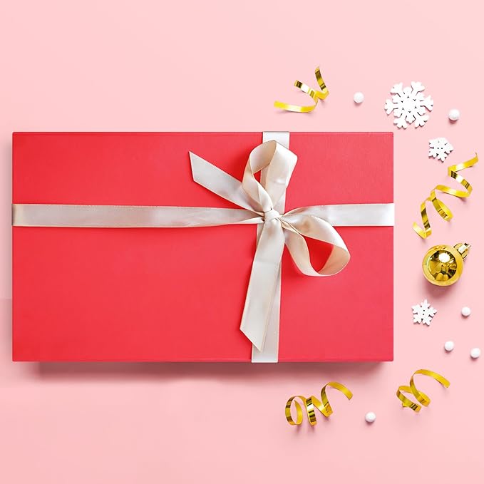 LIFELUM Large Gift Box 14"x8.5"x4.5" Christmas Gift Boxes with Lids for Presents for Anniversary Wedding Proposal Birthday Gift boxes with Shredded Filler Card Ribbon