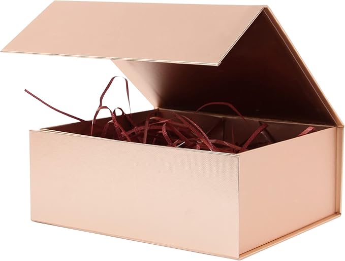 Rsgift Rose Gold Magnetic Empty Gift Box,7.8x7x3.1 Inches Gift Boxes with Lids,Groomsmen Bridesmaids Gifts,Engagements,Bridal Showers,Valentine's Day,Thanksgiving Day,Christmas Gift Boxes