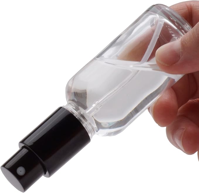 YIZHAO Clear Glass Spray Bottles 4oz, with Small Fine Mist Spray, Metal Cap, Refillable for Essential Oil,Travel,Cleaning,Perfume,Aromatherapy,Makeup – 4 Pcs