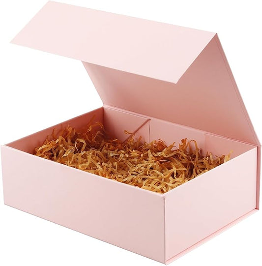 Pink Gift Box,Collapsible 7.8 x7x 3.1 Inches Gift Box with Lid,Magnetic Closure Matte Textured Finish Box for Wedding Gifts