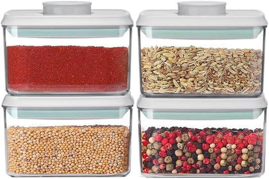 Airtight Food Storage Container Pop Containers With Lids, Bpa Free for Spaghetti Cereal Flour Rice Kitchen Organizer (500ml / 0.5qt *4)