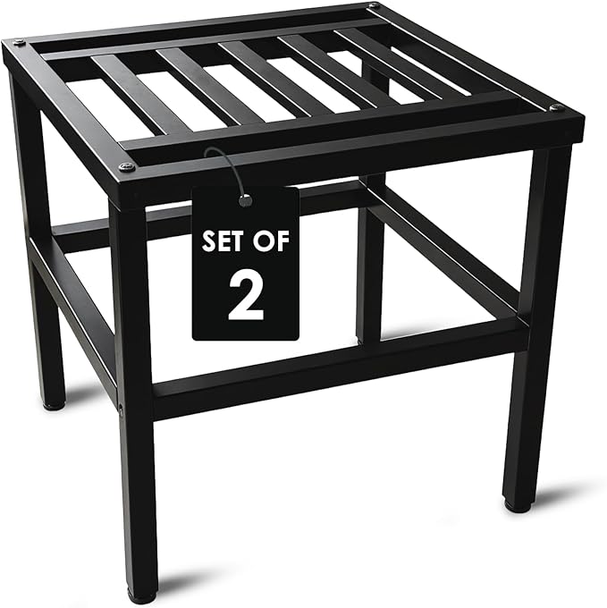 Plant Stand Indoor Outdoor,13 Inch Tall Metal Plant Stands Riser,Heavy Duty Wrought Iron Pedestal Holders for Large Flower Pot,Outside Rust-Proof Black Flower Display Shelf for Patio,2-Pack