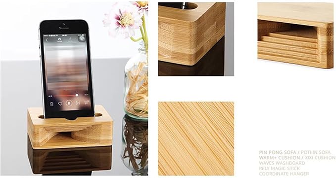 Wooden Phone Holder Speaker - Stylish Desktop Mobile Stand, Wooden Phone Holder for, Hands-Free Viewing Comfort, Easy to Use Foldable Design, Phones Accessory Tool, Audio Amplifier Accessory
