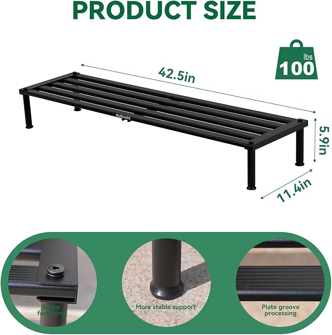 Metal Plant Stand, Rust-proof Aluminum Display Rack, Plants Display Stands Decoration Racks for Living Room Garden Balcony Patio (Black, 41.3Inch Low)