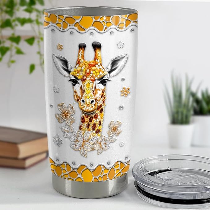 SANDJEST Giraffe Gifts for Women Girls Girrafe Tumbler 20oz Jewelry Drawings Stainless Steel Insulated Tumblers Coffee Travel Mug Cup Gift for Birthday Christmas
