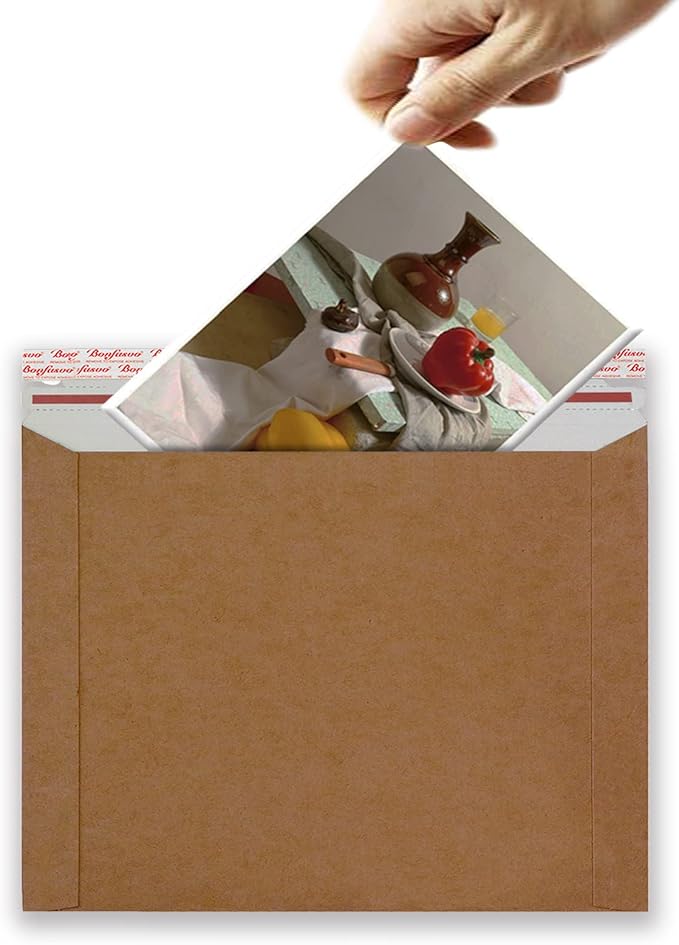 Rigid Mailers 30 Pack 10 x 13.5 inches Brown Self Seal Stay Flat Bulk Cardboard Kraft No Bend Mailers Peel and Seal for Document Photos Pictures Papers Files CD
