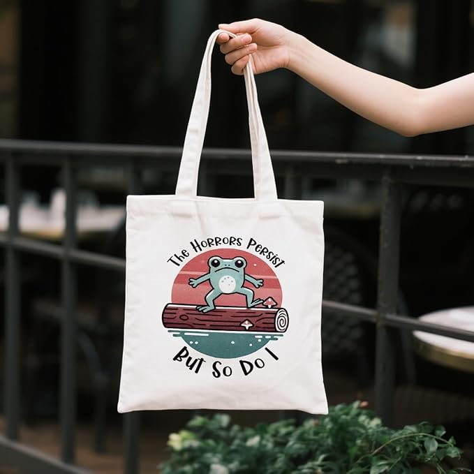 Canvas Tote Bag for Women, Funny Frog Shoulder Bags, Inspirational Canvas Totes to Work Traveling, Christmas Gifts to Friends and Family, Holiday Gift Bags for Wrap Storage
