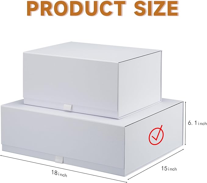 Rsgift 3 Packs Gift Box 18x15x6.1 Inches,White Gift Boxes with Lids,Collapsible Groomsmen Proposal Box with Magnetic,Extra Large Gift Boxes for Presents,Wedding,Christmas,Birthday