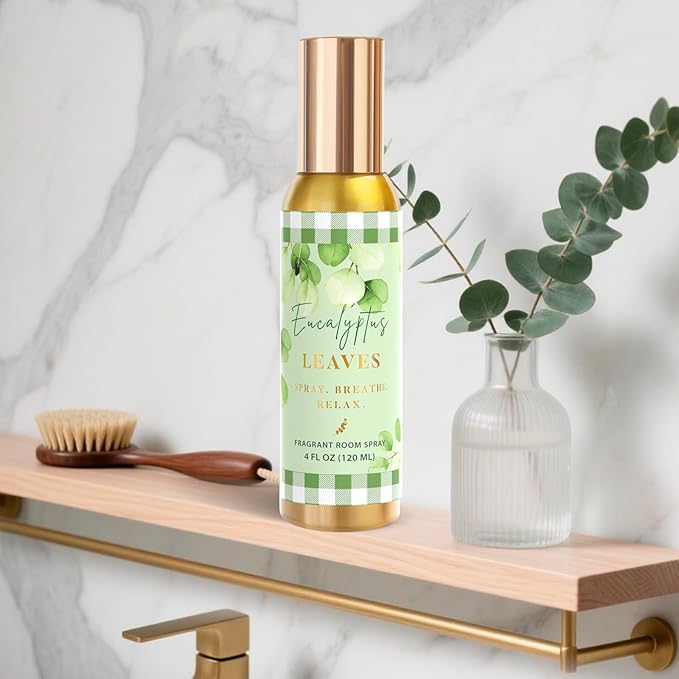 Room Spray, Eucalyptus Leaves, 4 fl oz, Air Freshener for Home, Long-Lasting Odor Eliminator for Bathroom and Office