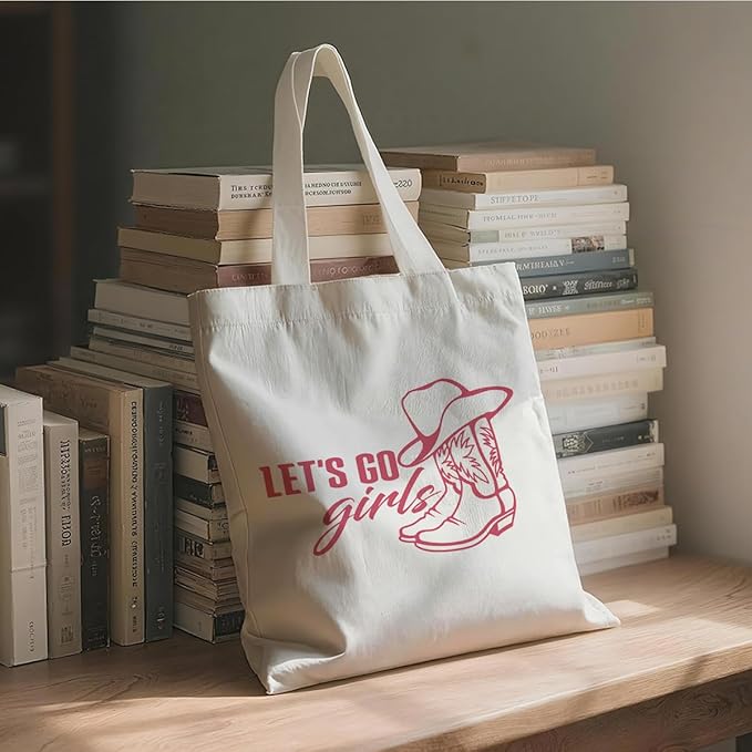 Traveling Canvas Tote Bag, Let's Go Girls Reusable Shoulder Bags, Christmas Gifts to Friends and Family, Holiday Gift Bags for Wrap Storage, Casual Canvas Totes for Work Traveling