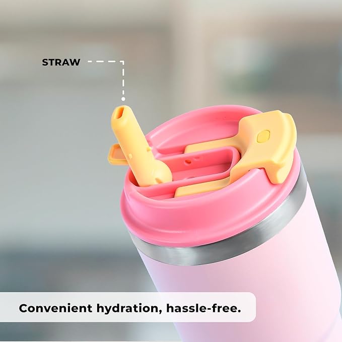 Insulated Stainless Steel Coffee Mug 16 oz with Sliding Lid Double Wall Vacuum Travel Tumbler for Hot and Cold Drinks Leakproof Portable Reusable Cup for Work Camping Hiking School Gym Candy Glow