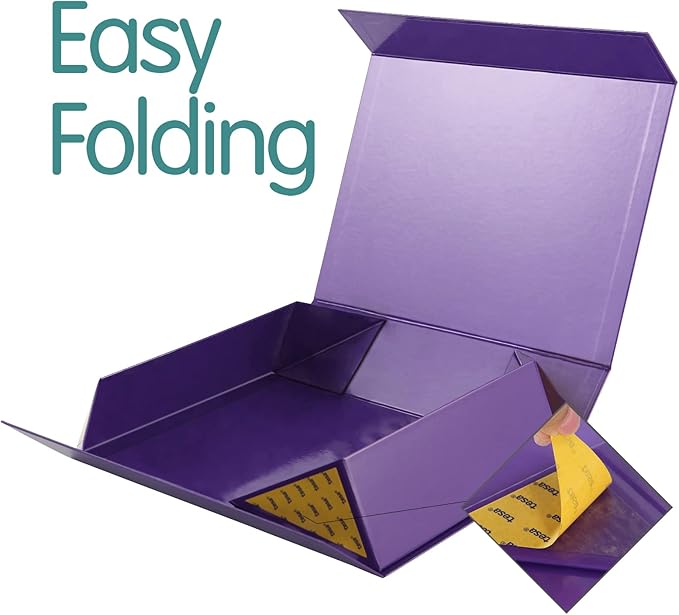 Gift Boxes Purple 11x7.8x2.3 Inches, Magnetic Closure Shirt Gift Boxes with Lids for Presents (5 Pack)