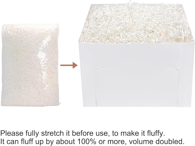 Mefleet 2 LB Crinkle Cut Paper Shred Filler White Crinkle Shredded Paper for Gift Box - Gift Basket Bag Filler - Grass Cushion Stuffing for Christmas Holiday Packaging Wrapping