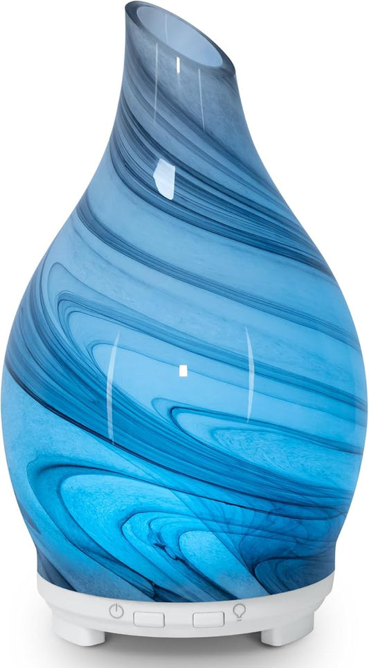 Essential Oil Diffuser 120ML Glass Ultrasonic Aromatherapy Oil Diffuser-Aroma Humidifier Glass Diffuser,7 Color Changing Light Waterless Auto-Off-Ultra-Quiet for Sleeping Yoga Home Office and Spa
