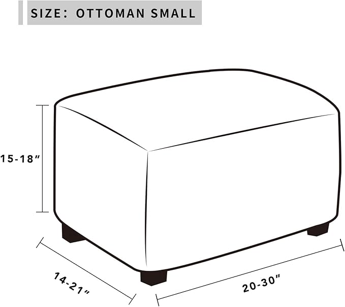 Easy-Going Stretch Ottoman Cover Folding Storage Stool Furniture Protector Soft Rectangle Slipcover with Elastic Bottom (Ottoman Small,Cream)