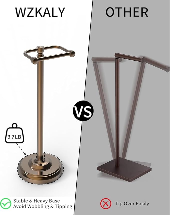 Toilet Paper Holder Stand, Bronze Toilet Paper Holder Free Standing, Post Pivoting Design & Stable Weighted Base SUS304 Stainless Steel for Bathroom (Mega Roll)