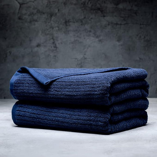 LUXOME Luxury Performance 2-Piece Bath Towel Set | Dual-Loop Design | Ultra Soft | Highly Absorbent | Quick Drying | Harbor (Navy)