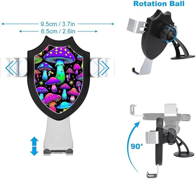 Phone Mount for Car Dashboard Air Vent Windshield Goth Gothic Magic Hippie Trippy Neon Mushroom Fashion Phone Holders