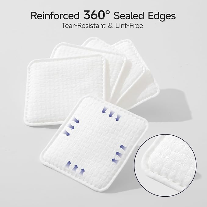 ECOLOOK Triple-Layer Cotton Facial Pads | Textured Exfoliating & Ultra-Soft Cotton Pads for Face | Reinforced Edges,Lint-Free & No Tear | Gentle for All Skin Types | Pair with Toner -2 Pack