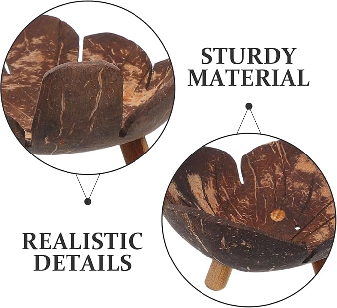 BESTYASH Natural Coconut Shell Bowl Set 2 Pieces Smooth Candy Snack Bowls for Serving Nuts Soap Key Storage Home Decor 5.12 Inch