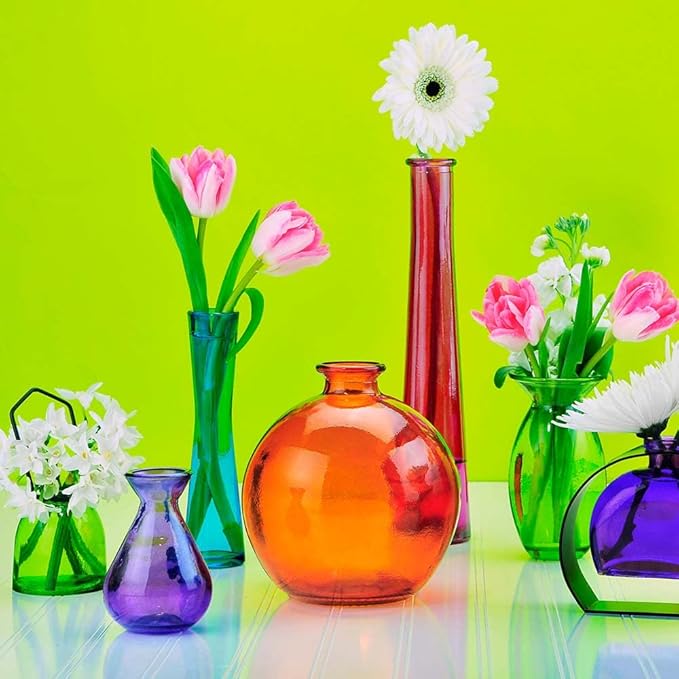 Couronne Company Ball Recycled Glass Vase, G5464, 6.75 Inches Tall, 66 Ounce Capacity, Clear, 1 Piece