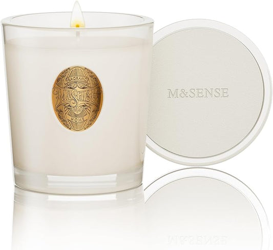 M&SENSE Natural Soy Candle | Vanilla Dream & White | 9.2 oz, 50H Burn Time | Luxury Scented Candle for Relaxation, Gifting, Home Décor | Ideal for Bedroom, Office, Party Ambiance