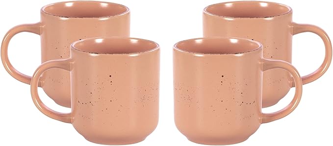 HomeVSS 20-Piece Dinnerware Set - Serves 4, Matte Rose Glaze plates and bowls sets with Speckle Effect for Microwave & Dishwasher Safe