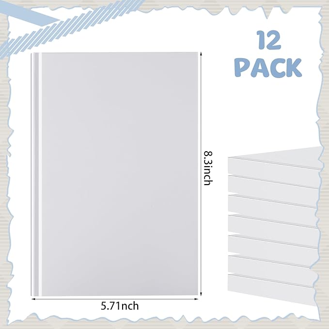 Henoyso 12 Pcs A5 Blank Notebooks Journals Bulk 100 Sheets/200 Pages Unlined Craft Notebooks Kraft Sketchbooks Hardcover for Writing Drawing for Gifts Students School Office, 8.3 x 5.7 in (White)