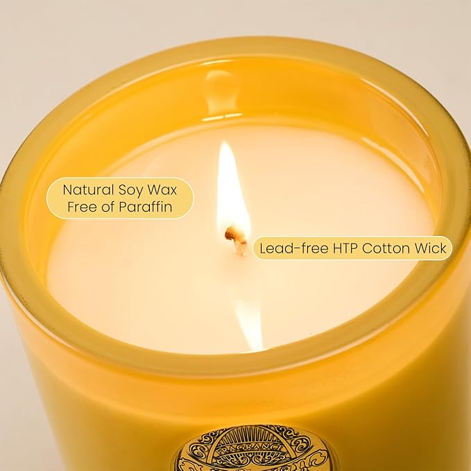M&SENSE Natural Soy Candle| Lemon Zest Yellow | 10.2 oz, 55H Burn | Luxury Scented Candle for Relaxation, Gifting, Home Décor | for Bedroom, Office, Party