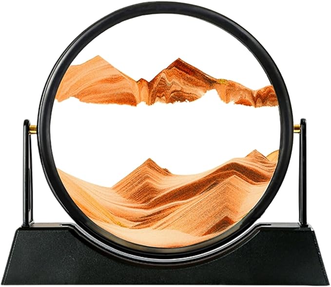 ZSDSZDZY Moving Sand Art Picture Liquid Motion, 3D Quicksand Décor, Deep Sea Sandscapes with Display Flowing Sand Frame for Relaxing, Desktop Office Home Decoration(Orange)