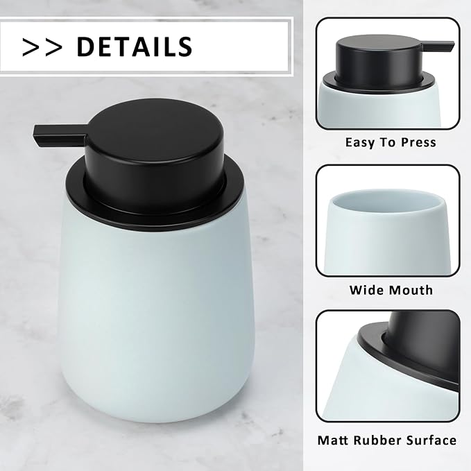 Soap Dispenser Ceramic with Easy-to-Press Pump Hand Lotion Liquid Dispenser for Shampoo Bathroom Kitchen 12 oz