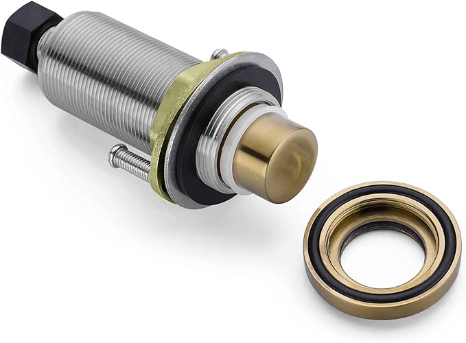 SinkTop Air Switch Kit with Champagne Bronze Long Button (Full Brass) for Garbage Disposal, Single Outlet