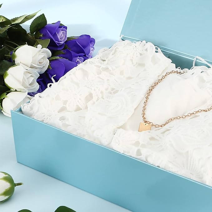 Gift Boxes Blue 11x7.8x2.3 Inches, Magnetic Gift Boxes with Lids for Presents (5 Pack)