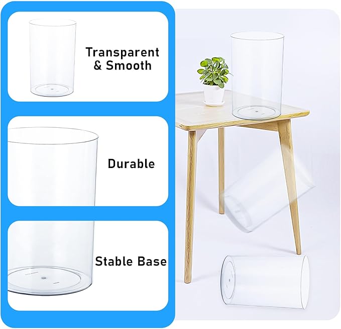 Clear Plastic Vase, Decorative Wide Flower Acrylic Cylinder Vase, Cylinder Vase Floral Container Round Plastic Vases for Home, Wedding Party, Decor, Centerpieces.7.9" x11.8