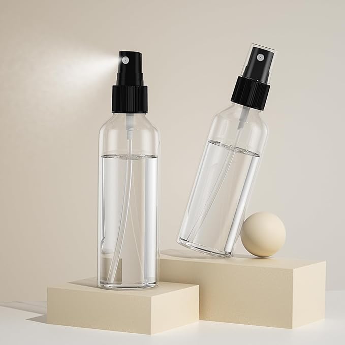 50pcs Small Travel Spray Bottle, 4oz/120ml Clear Fine Mist Plastic Refillable Bottle for Skin Care, Hair Care, Plant Care & Home Cleaning