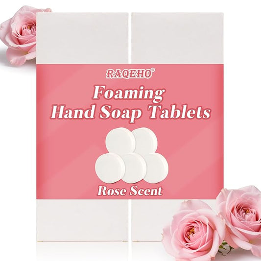 20 Foaming Hand Soap Tablets - Faster Dissolving Foam Soap Refill Rose Fragrance Hand Wash Tablets Hand Wash Refill Portable Hand Soap Refill for Kitchen Home Hotel