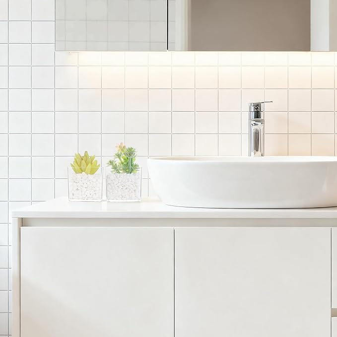 2-Pack Mini Transparent Acrylic Artificial Succulent Potted Small Fake Plants for Living Room Bathroom Decor Office Book Shelf Window Sill Decoration Accessories