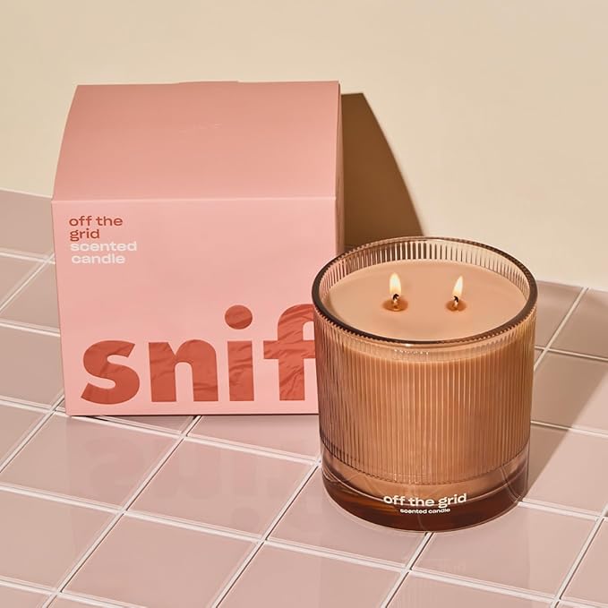 Off The Grid Luxury Scented Candle by Snif, Warm and Calming Candle, 50+ Hours, 100% Cotton Fiber Wicks, Soy Wax Blend, Non-Toxic, Vegan, 8.5 oz