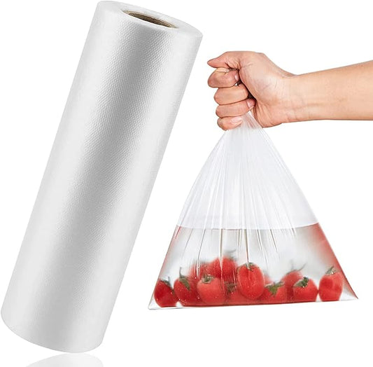 LabelMore 16'' x 20'' Plastic Produce Bags on a Roll, Clear, Food Storage Bags for Bread, Vegetable, Fruits and Meat, 350 Bags/Roll, 1 Roll