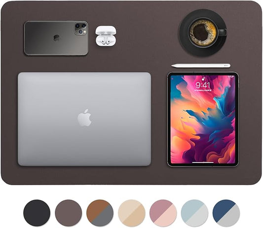 Vine Creations Leather Desk Mat 24" x 17", Desk Protector Mat, PU Leather Desk Pad, Small Desk Pad Mat, Desk Blotter, Desk Pads on Top of Desks, Desk Mat for Home or Office (Dark Brown)