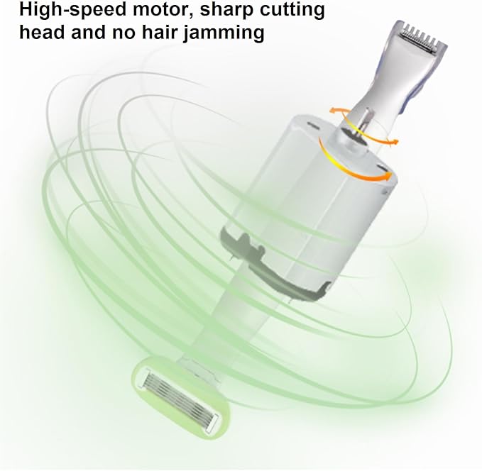 2-in-1 Pubic Hair Trimmer for Women & Men,Electric Bikini Shaver with Thinning Clipper & Manual Safety Razor,Painless Body Haircut Remover for Intimate Area,Armpit,Leg,Battery Operated