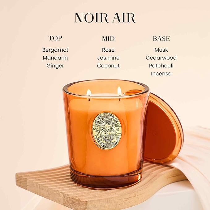 M&SENSE Large Two-Wick Soy Candle | Noir Air& Neon Orange | 19.8 oz, 120H Burn Time | Luxury Scented Candle for Relaxation, Gifting, Home Décor | Ideal for Bedroom, Office, Party Ambiance